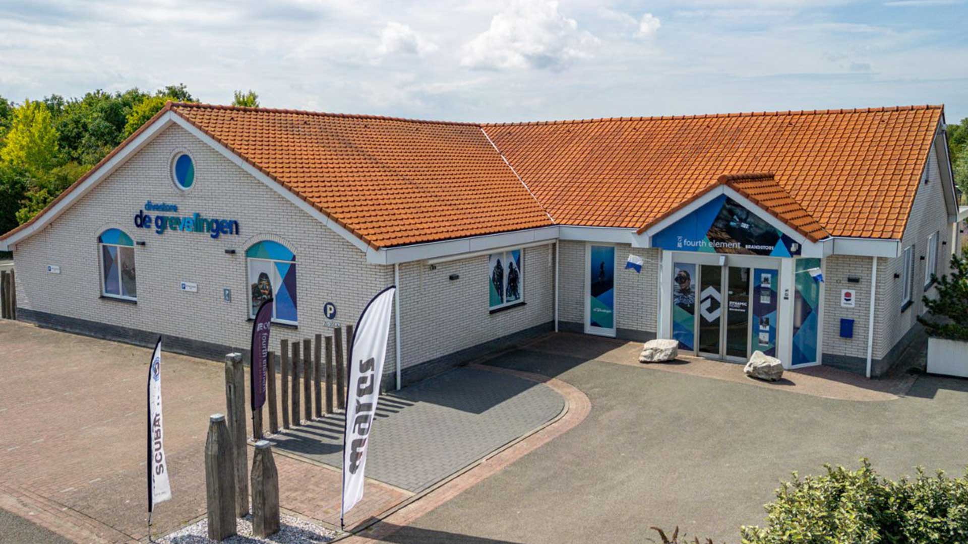 Vorderseite des Tauchzentrums Divestore de Grevelingen